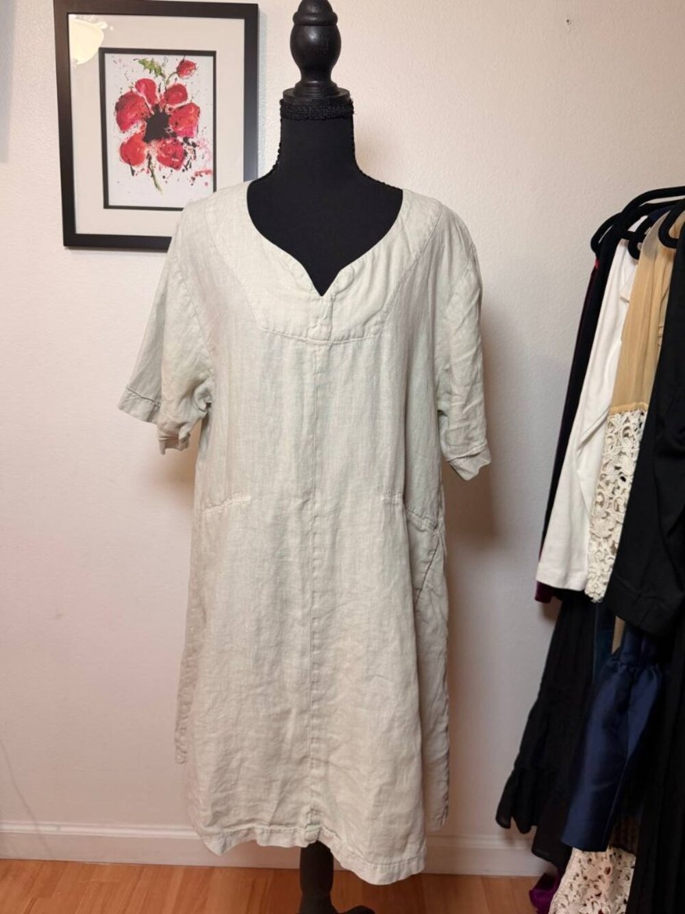 100% Linen Completo by Lino Arthurio Sage Green Dress Made in Turkey Sz M